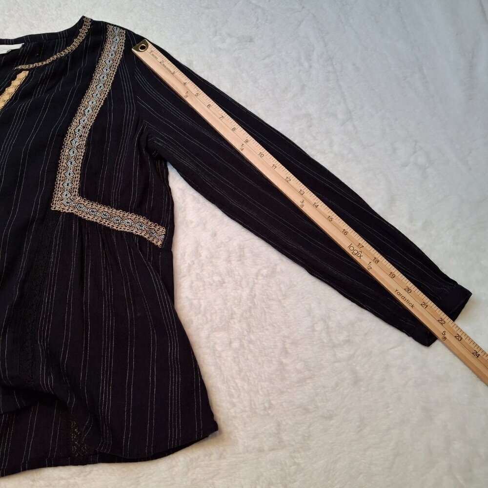 J. Jill Peasant Blouse Sz MP Embroidered Relaxed Fit Boho Cottagecore Neutral - Picture 14 of 15